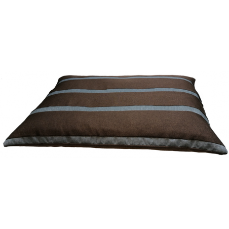 tapis de sol épais et fait main pour chien- tissu marron foncé avec des bandes grises