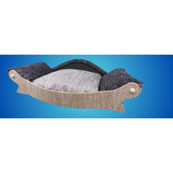 canape pour chien marron clair avec coussin amovible noir et gris