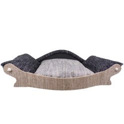 canape pour chien marron clair avec coussin amovible noir et gris