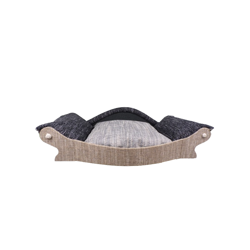 canape pour chien marron clair avec coussin amovible noir et gris