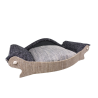 canape pour chien marron clair avec coussin amovible noir et gris