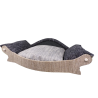 canape pour chien marron clair avec coussin amovible noir et gris
