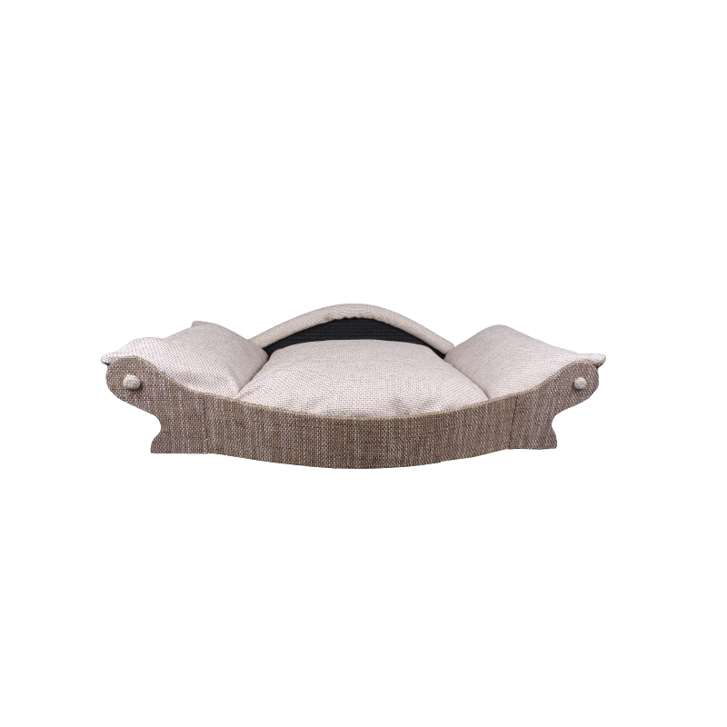 corbeille arrondie spacieuse pour chien, armature écru avec coussin déhoussable