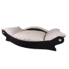 superbe panier pour chien noir et écru en tissu d'ameublement