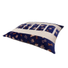 coussin déhoussable pour chien en tissu pilou doudou bleu et marron