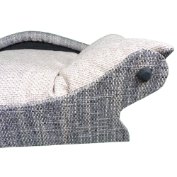 détail du tissu grand fauteuil style panier pour chat et chien fait main-coussin écru en tissu  résistant aux griffures