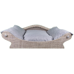 fauteuil en tissu chiné écru et gris clair pour chiens