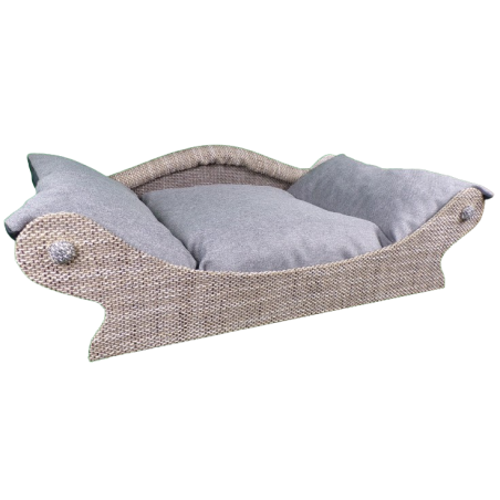 fauteuil en tissu chiné écru et gris clair pour chiens fauteuil en tissu chiné écru et gris clair pour chiens