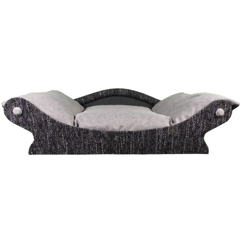 fauteuil qui ressemble a une corbeille grise pour chien et chat