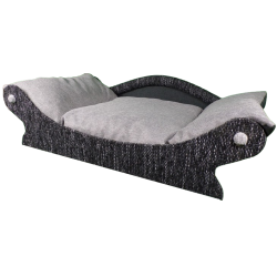 fauteuil qui ressemble a une corbeille grise pour chien et chat