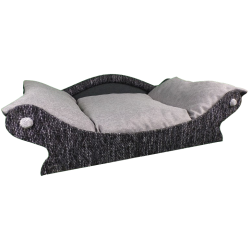 fauteuil qui ressemble a une corbeille grise pour chien et chat