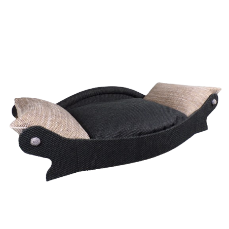 fauteuil -canapé pour petits chiens et chats en tissu noir et marron clair fauteuil -canapé pour petits chiens et chats en tissu noir et marron clair