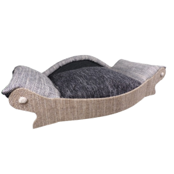 fauteuil xxl en tissu gris très foncé pour grands chiens et chattes avec ses chatons