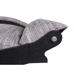 canapé arrondi pour  chiens et chats avec un coussin en tissu résistant aux griffures