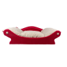 canapé pour petit chien et chat couleur framboise , avec coussin en fourrure beige