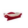 canapé pour petit chien et chat couleur framboise , avec coussin en fourrure beige