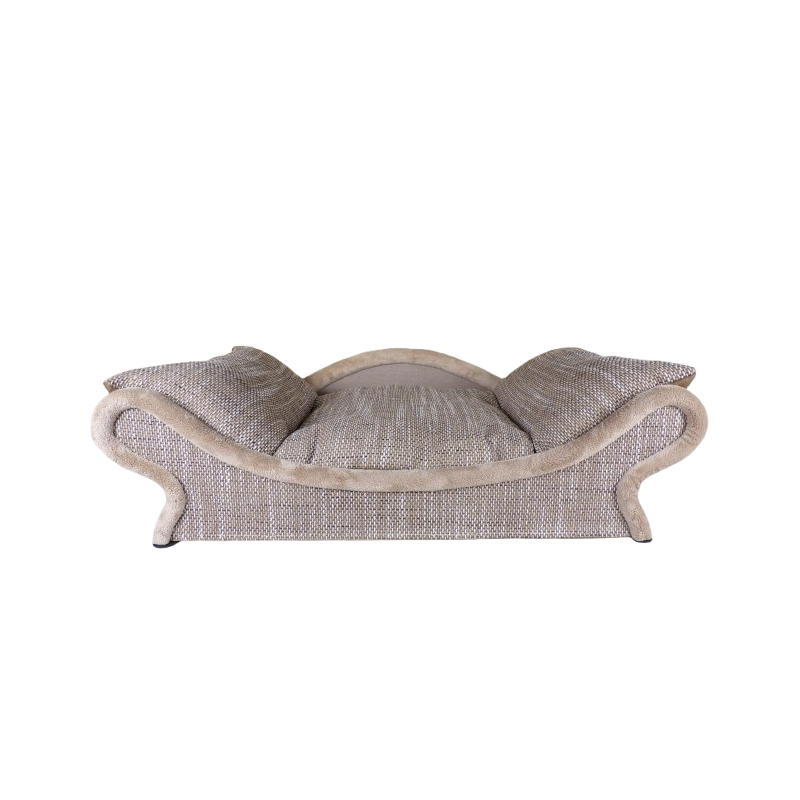 magnifique fauteuil -canapé pour petits chiens et chats en tissu marron clair résistant aux grattages