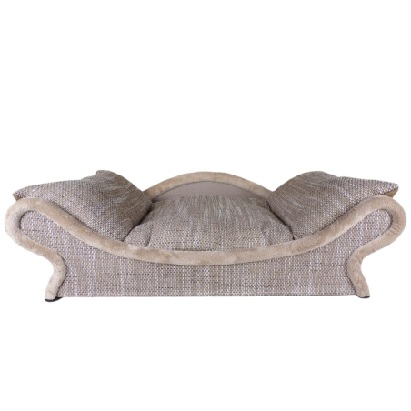 magnifique fauteuil -canapé pour petits chiens et chats en tissu marron clair résistant aux grattages