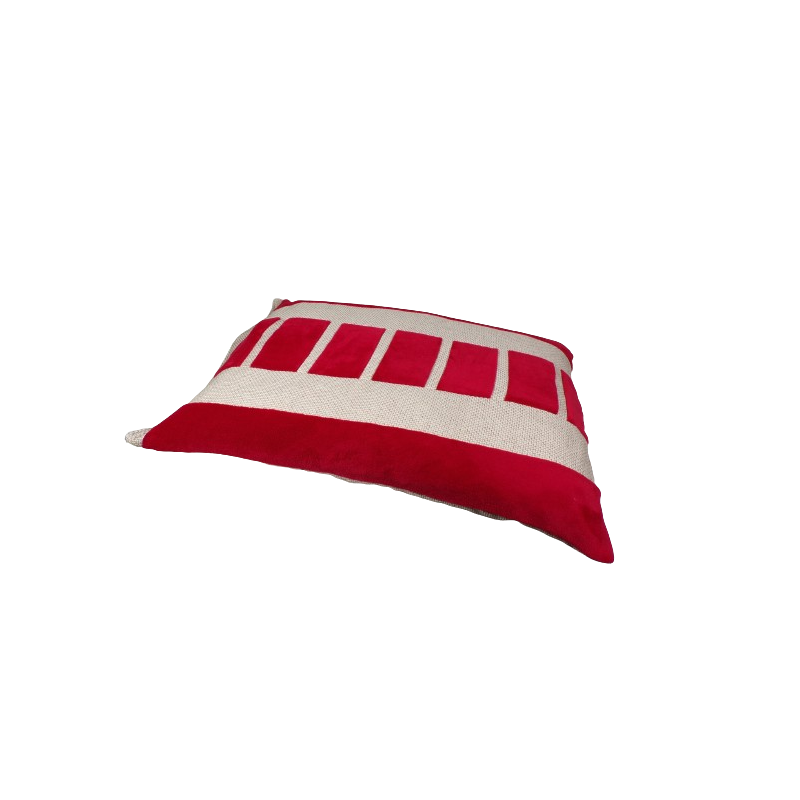 coussin-déhoussable-chien-en-mousse-rouge -beige