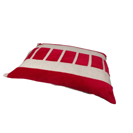 coussin-déhoussable-chien-en-mousse-rouge -beige