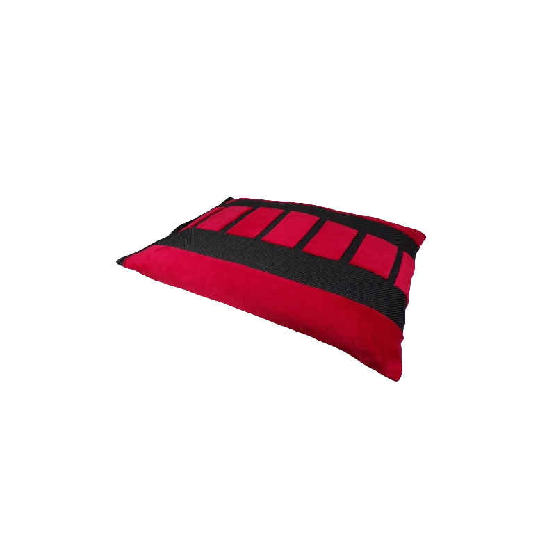 coussin-déhoussable-chien-en-flocons-de-mousse-resistant-noir-rouge
