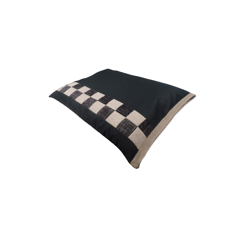 coussin-déhoussable--gros-chien-en-flocons-mousse--a-damier-ercu-noir