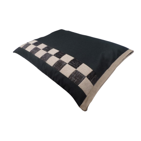 coussin-déhoussable--gros-chien-en-flocons-mousse--a-damier-ercu-noir
