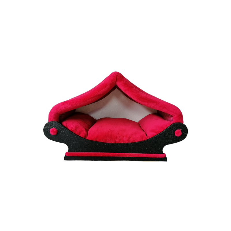 niche maisonnette pour chat et petit chien en tissu rouge doux