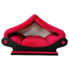 niche maisonnette pour chat et petit chien en tissu rouge doux