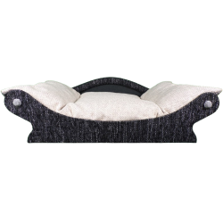 fauteuil -canape pour petits chiens et chats avec coussin  en tissu d'ameublement écru et une armature noir super chouette