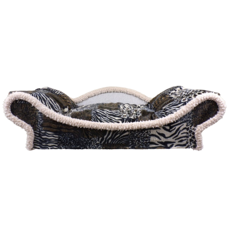 fauteuil canapé pour chien et chat en tissu polyester patchwork avec un contour avant écru