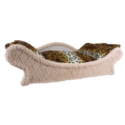 canapé -fauteuil avec armature écru pour chien et chat avec un coussin amovible doux en léopard