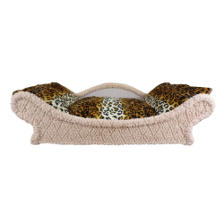 canapé -fauteuil écru pour chien et chat avec un coussin doux en léopard