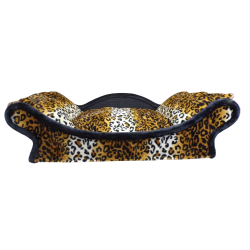 fauteuil-lit style canapé pour chiens et chats en tissu doux léopard velboa