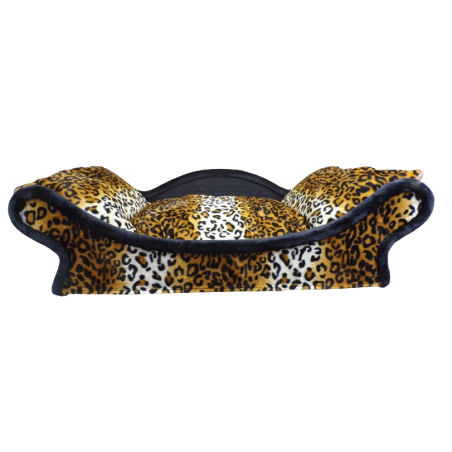 fauteuil-lit style canapé pour chiens et chats en tissu doux léopard velboa