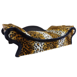 fauteuil lit style canapé pour chiens et chats en tissu polaire doux léopard velboa