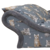 lit corbeille--panier pour chats réalisé en tissu gris avec des impressions de chats