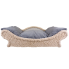 petit canapé pour chiens et chats en tissu doux écru avec un coussin amovible en tissu polaire gris