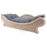 fauteuil pour chiens et chats en tissu polaire doux et soyeux beige clair avec un coussin amovible en tissu polaire gris