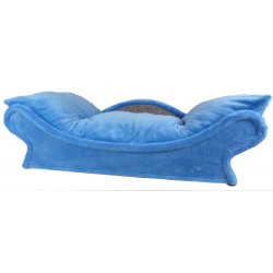 fauteuil bleu turquoise duveteux style canapé baroque pour chiens et chats en tissu doux  résistant aux griffures