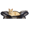fauteuil spacieux pour chat de couleur clair  fait main en tissu velboa pachwork animaux