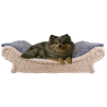 Panier pour chiens en tissu doux beige clair et gris avec un coussin déhoussable