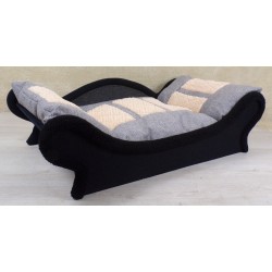 canapé-corbeille pour chiens et chats en tissu doux beige clair et gris