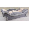 Canapé-sofa-fauteuil élégant pour chat et chien avec une structure en tissu gris et un coussin gris et écru