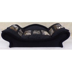 Sofa de luxe pour chat-chien avec une structure noire et un coussin fourrure  initation animalière