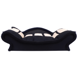 Superbe canapé pour le bien-être des chiens et des chats. L'armature est noire, garnie d'un coussin noir et écru amovible