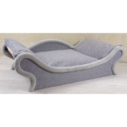 Canapé gris élégant pour chat et chien avec coussin épais rempli de flocons de mousse