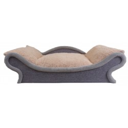 Couchage gris pour chien et chat avec un coussin amovible écru
