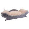 Lit en forme de canapé gris pour chien et chat avec un coussin amovible douillet écru