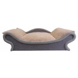 Panier en forme de canapé gris pour chien et chat avec un coussin amovible douillet beige clair